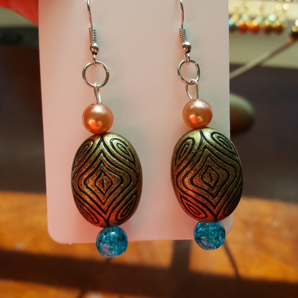 💕 Pink & Blue 💙 Statement Earrings 💎🌹
